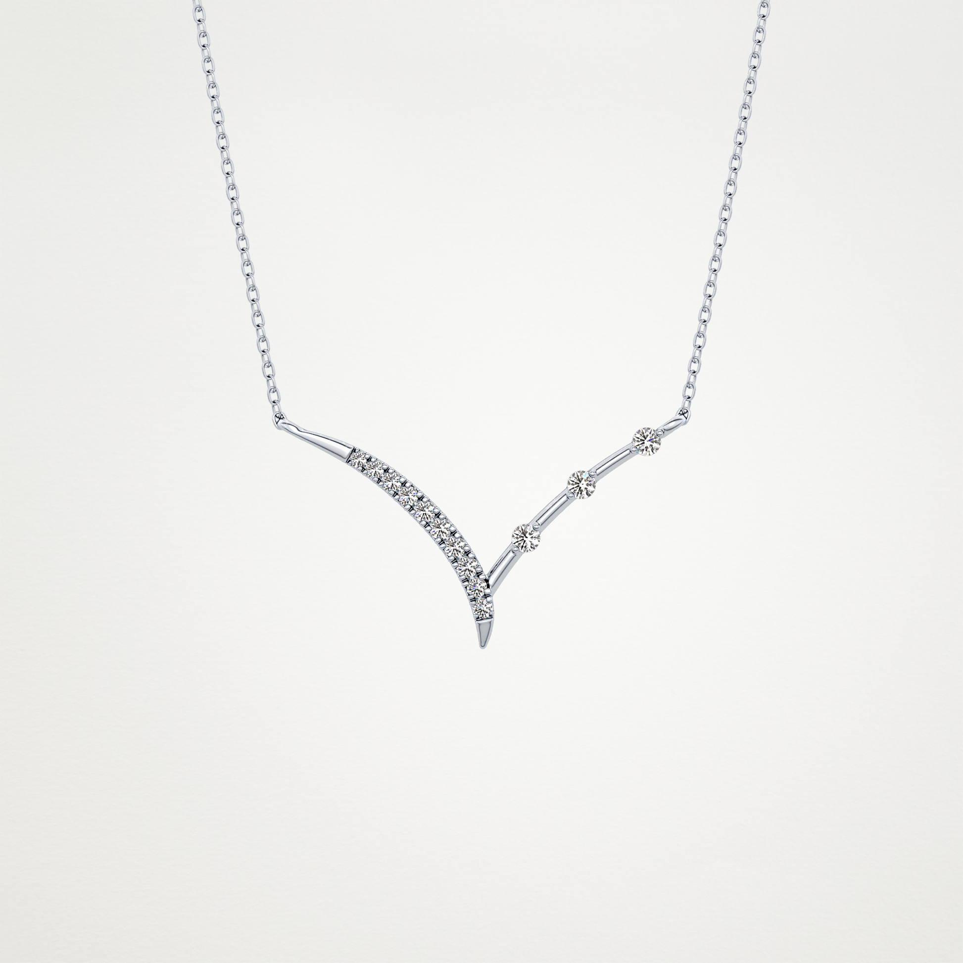 0.128 CT Moissanite V Bar Necklace in 14K or 18K Solid Gold – DEF Color, VVS Clarity 1