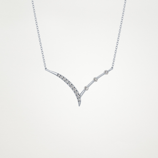 0.128 CT Moissanite V Bar Necklace in 14K or 18K Solid Gold – DEF Color, VVS Clarity 1