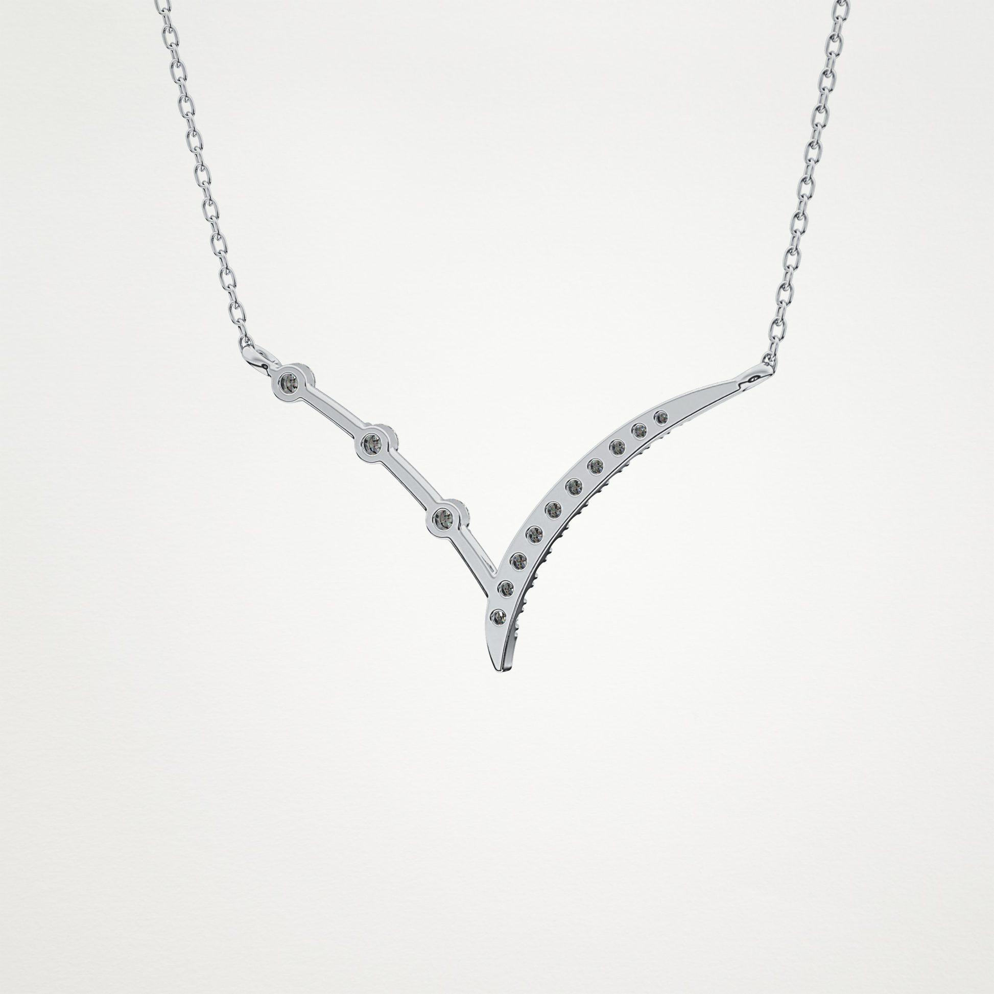 0.128 CT Moissanite V Bar Necklace in 14K or 18K Solid Gold – DEF Color, VVS Clarity 4