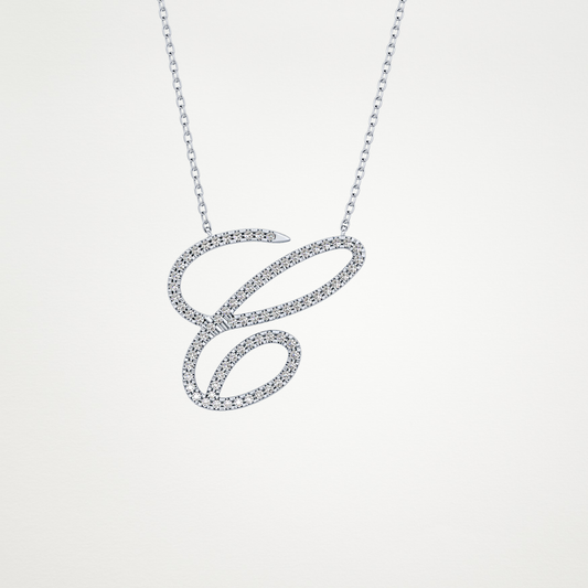 0.144 CT Moissanite C Shaped Necklace in 14K or 18K Solid Gold – DEF Color, VVS Clarity
