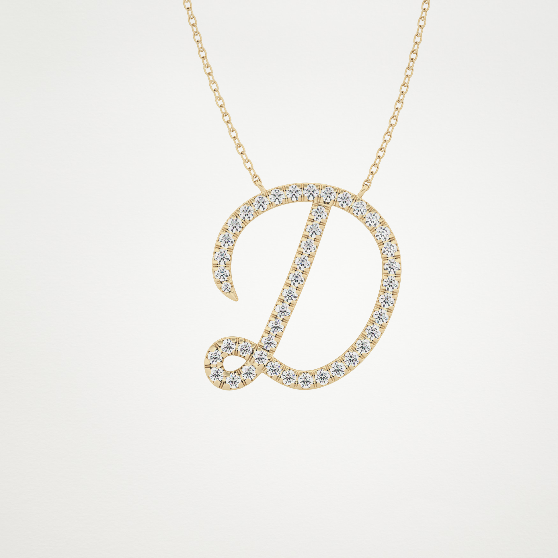 0.435 CT Moissanite D Shaped Necklace in 14K or 18K Solid Gold – DEF Color, VVS Clarity