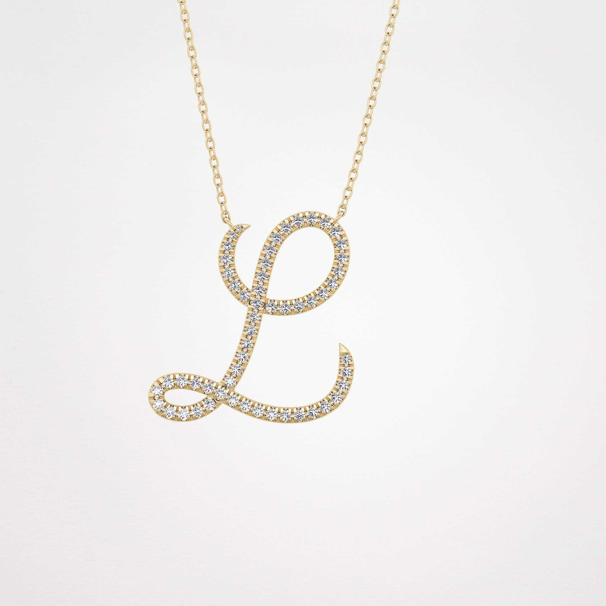 0.198 CT Moissanite L Shaped Necklace in 14K or 18K Solid Gold – DEF Color, VVS Clarity