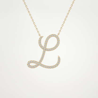 0.198 CT Moissanite L Shaped Necklace in 14K or 18K Solid Gold – DEF Color, VVS Clarity