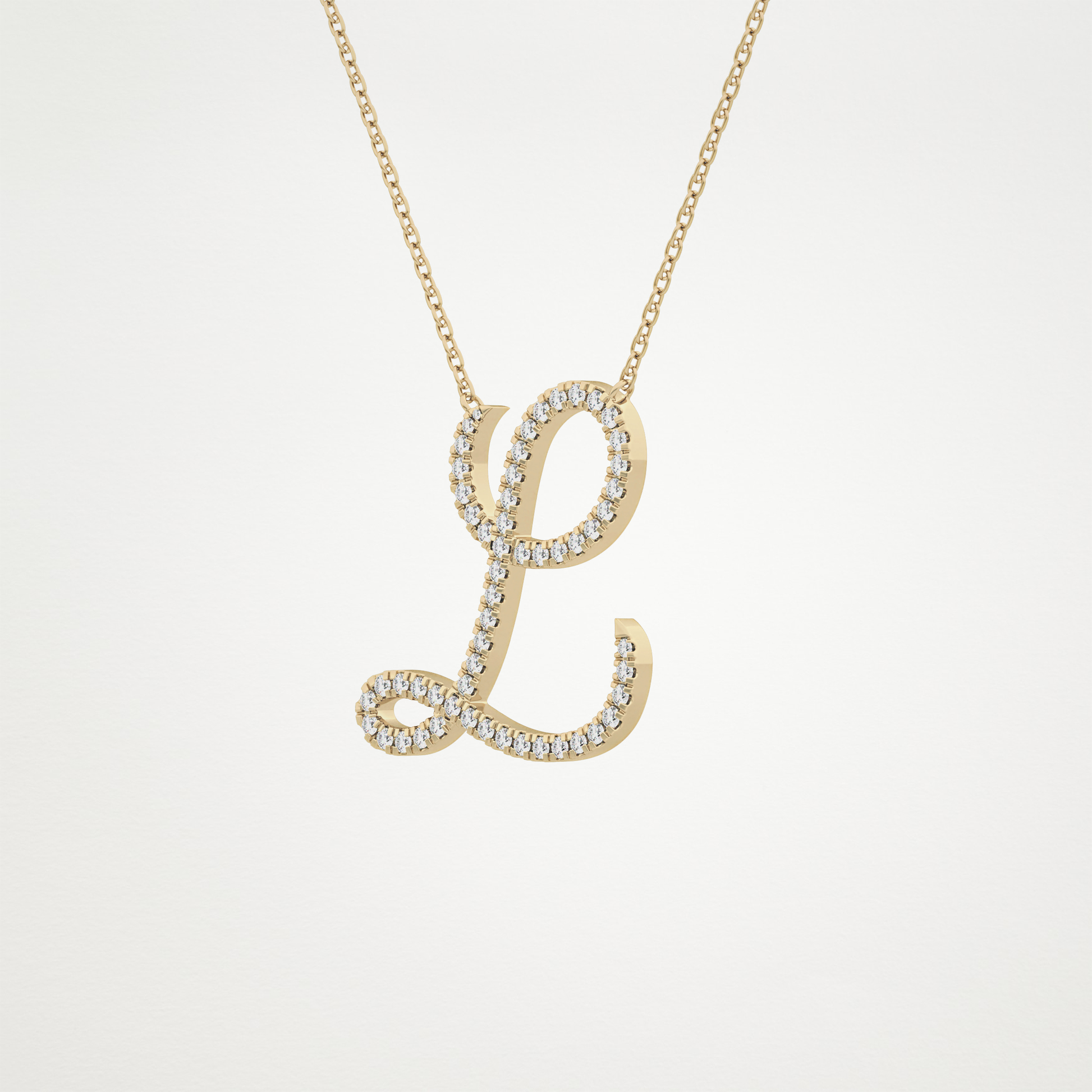 0.198 CT Moissanite L Shaped Necklace in 14K or 18K Solid Gold – DEF Color, VVS Clarity
