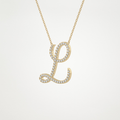 0.198 CT Moissanite L Shaped Necklace in 14K or 18K Solid Gold – DEF Color, VVS Clarity