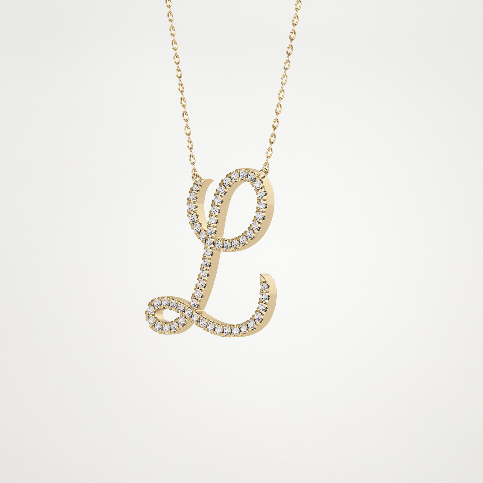 0.198 CT Moissanite L Shaped Necklace in 14K or 18K Solid Gold – DEF Color, VVS Clarity