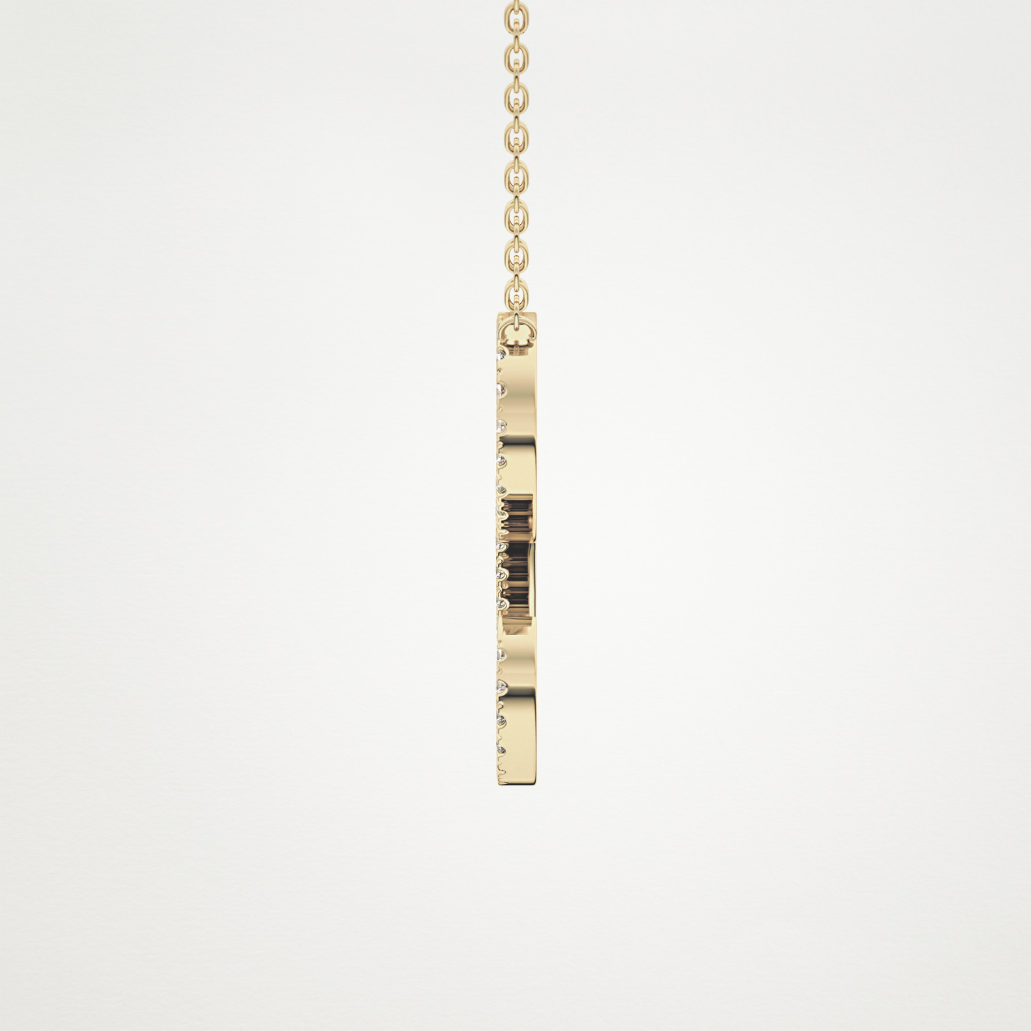 0.198 CT Moissanite L Shaped Necklace in 14K or 18K Solid Gold – DEF Color, VVS Clarity