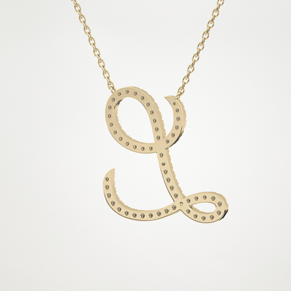 0.198 CT Moissanite L Shaped Necklace in 14K or 18K Solid Gold – DEF Color, VVS Clarity