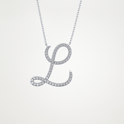 0.198 CT Moissanite L Shaped Necklace in 14K or 18K Solid Gold – DEF Color, VVS Clarity