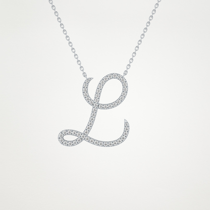 0.198 CT Moissanite L Shaped Necklace in 14K or 18K Solid Gold – DEF Color, VVS Clarity