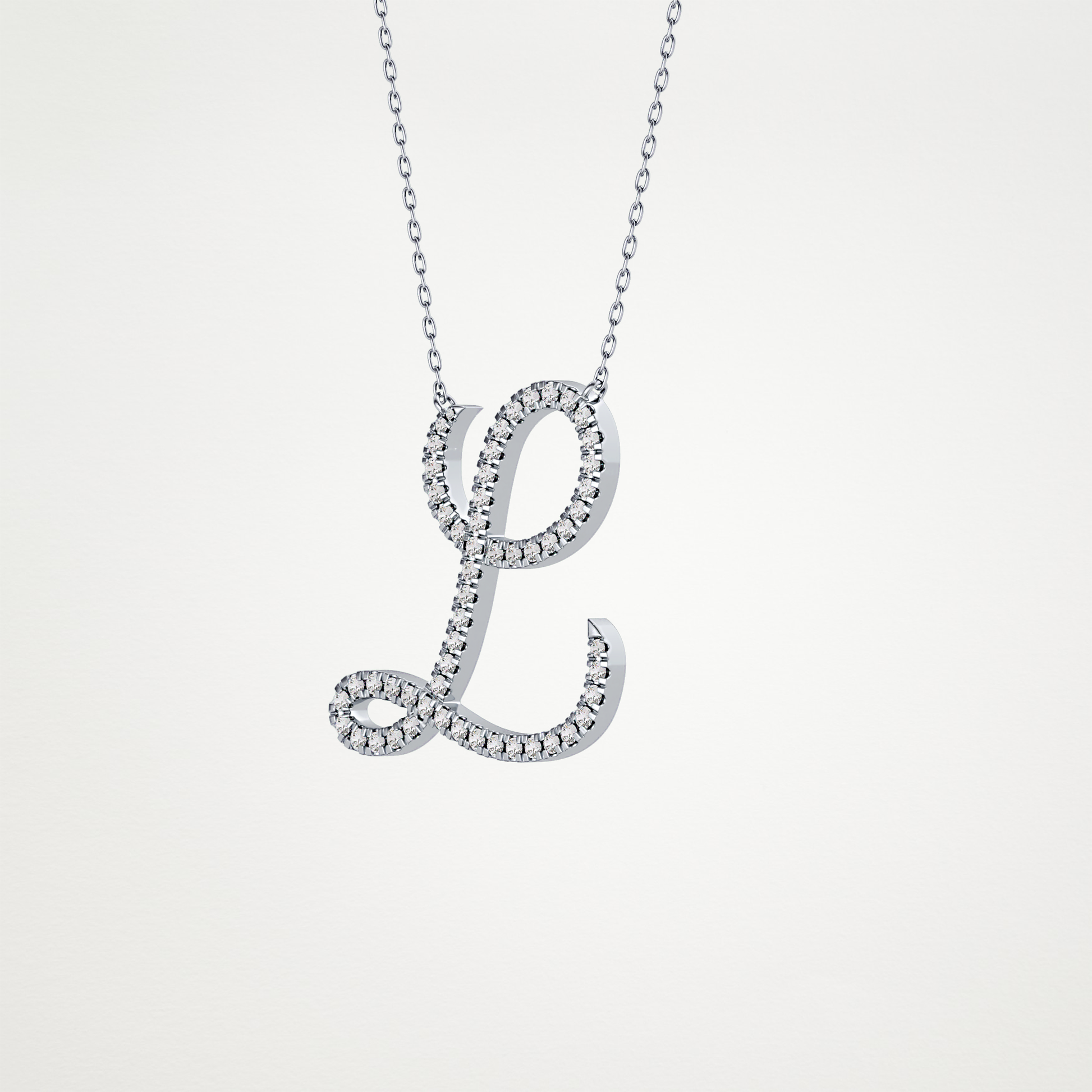 0.198 CT Moissanite L Shaped Necklace in 14K or 18K Solid Gold – DEF Color, VVS Clarity