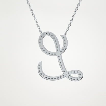 0.198 CT Moissanite L Shaped Necklace in 14K or 18K Solid Gold – DEF Color, VVS Clarity