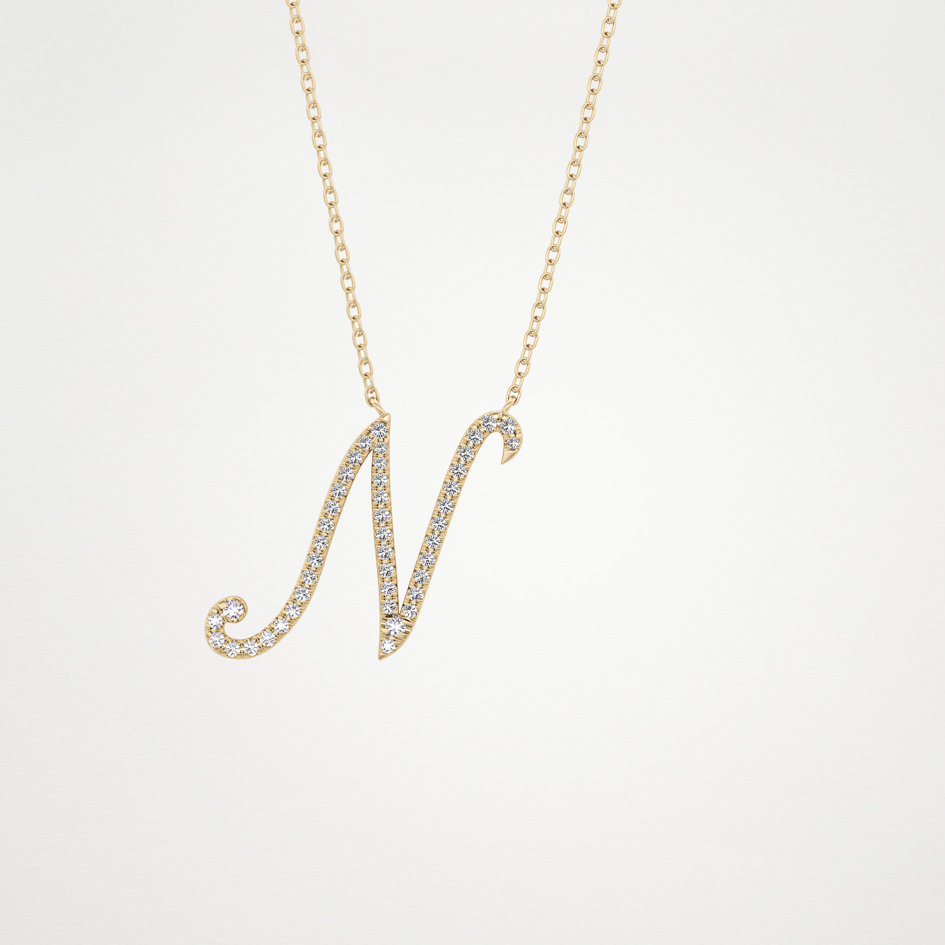 0.99 CT Moissanite N Shaped Necklace in 14K or 18K Solid Gold – DEF Color, VVS Clarity