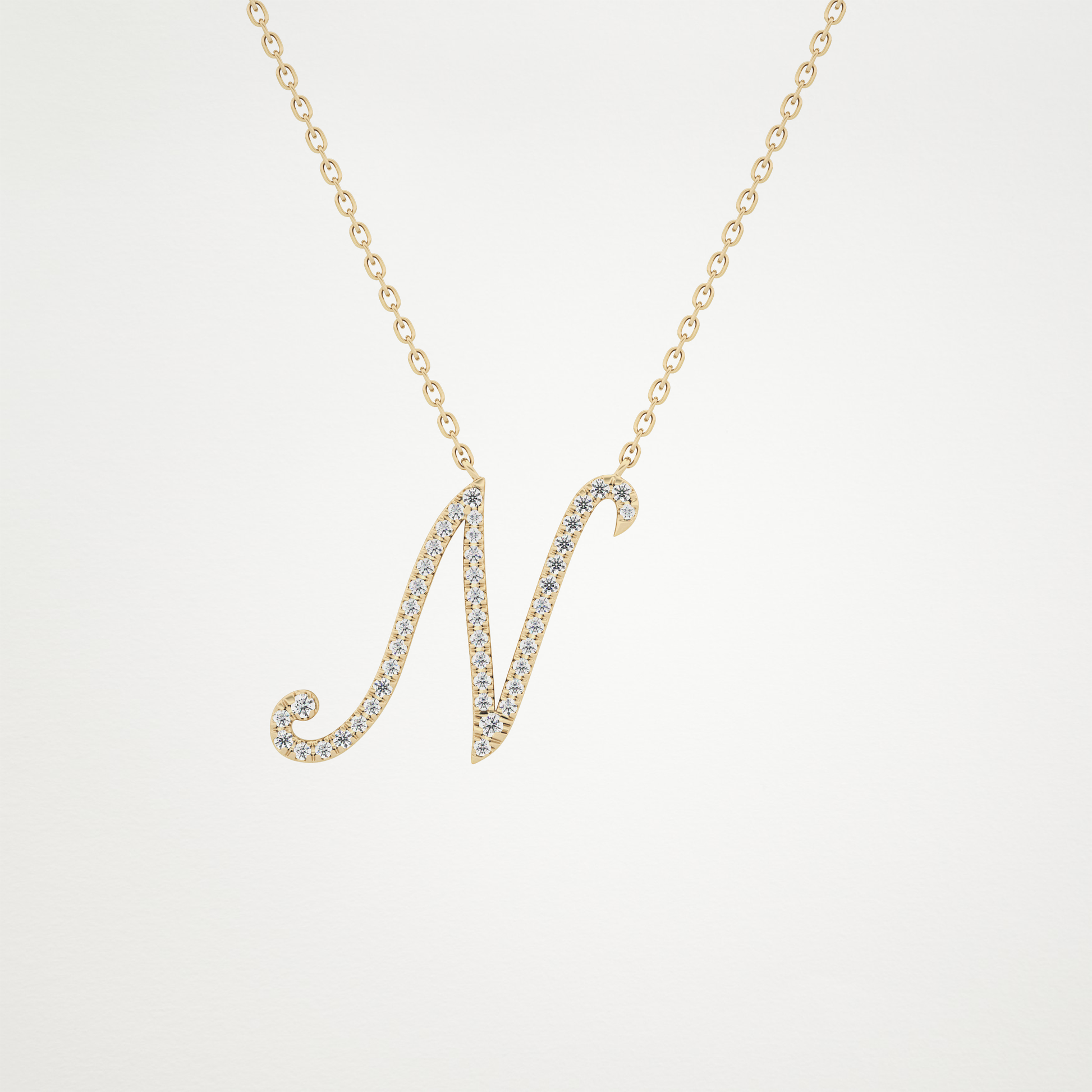 0.99 CT Moissanite N Shaped Necklace in 14K or 18K Solid Gold – DEF Color, VVS Clarity