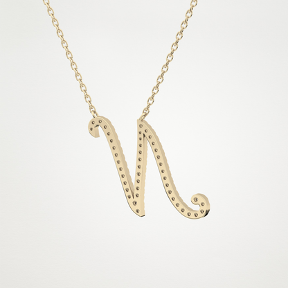 0.99 CT Moissanite N Shaped Necklace in 14K or 18K Solid Gold – DEF Color, VVS Clarity