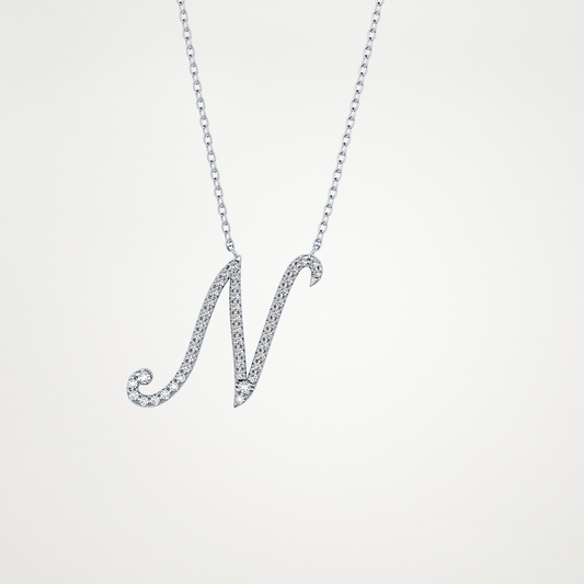 0.99 CT Moissanite N Shaped Necklace in 14K or 18K Solid Gold – DEF Color, VVS Clarity