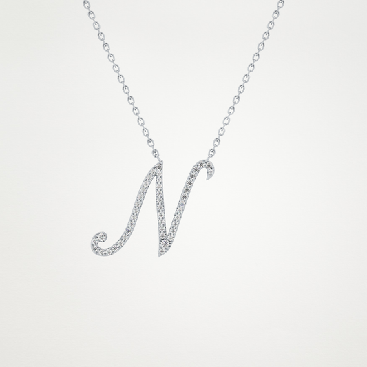 0.99 CT Moissanite N Shaped Necklace in 14K or 18K Solid Gold – DEF Color, VVS Clarity