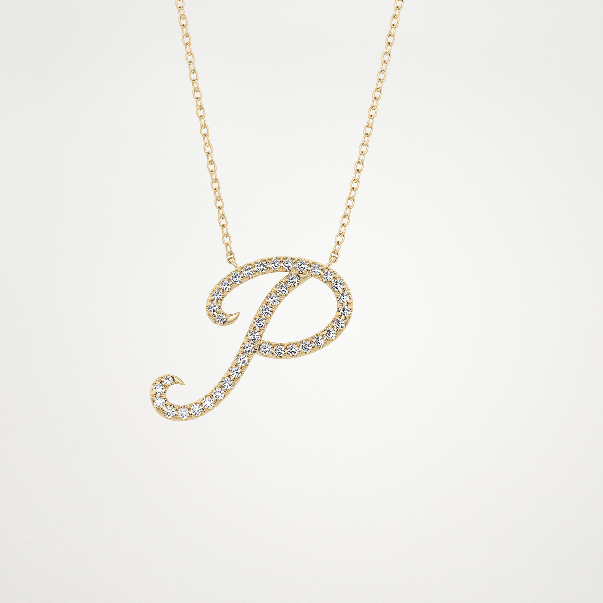 0.138 CT Moissanite P Shaped Necklace in 14K or 18K Solid Gold – DEF Color, VVS Clarity