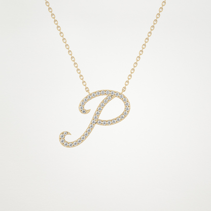 0.138 CT Moissanite P Shaped Necklace in 14K or 18K Solid Gold – DEF Color, VVS Clarity