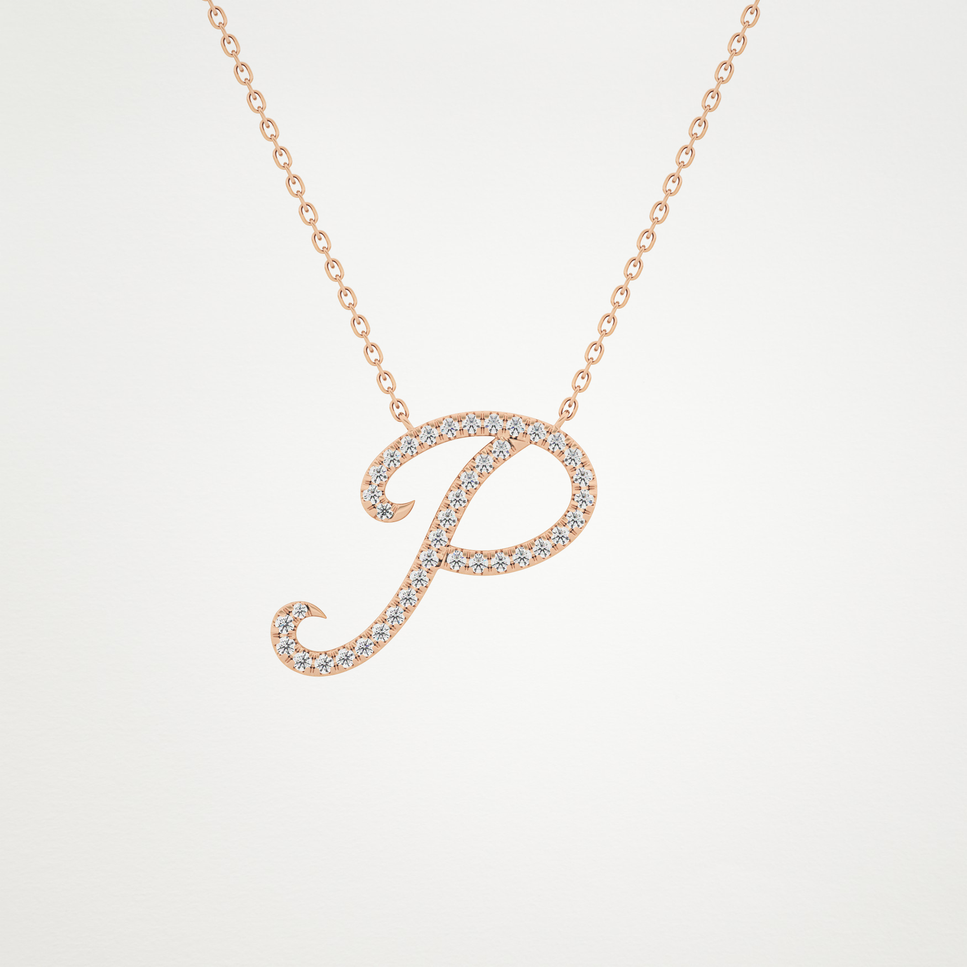 0.138 CT Moissanite P Shaped Necklace in 14K or 18K Solid Gold – DEF Color, VVS Clarity