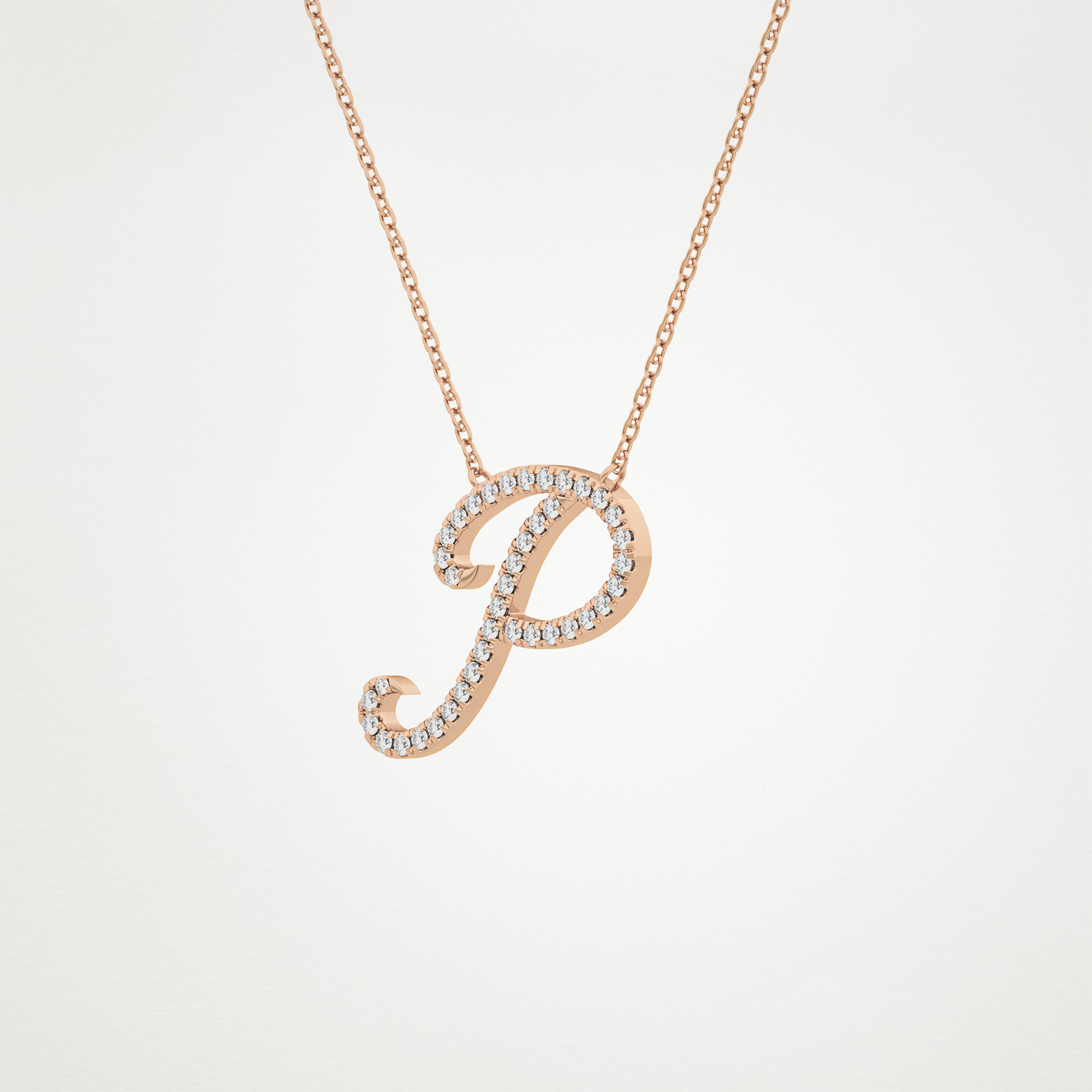 0.138 CT Moissanite P Shaped Necklace in 14K or 18K Solid Gold – DEF Color, VVS Clarity