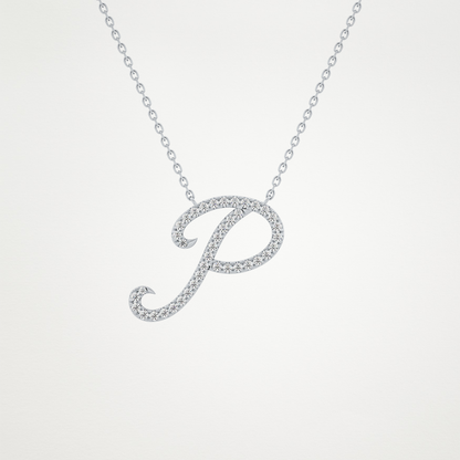 0.138 CT Moissanite P Shaped Necklace in 14K or 18K Solid Gold – DEF Color, VVS Clarity