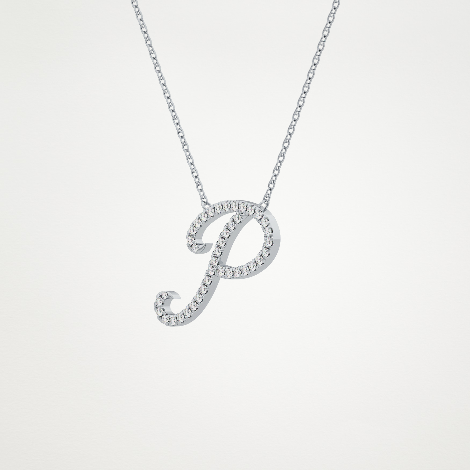 0.138 CT Moissanite P Shaped Necklace in 14K or 18K Solid Gold – DEF Color, VVS Clarity