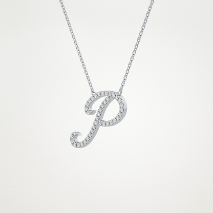 0.138 CT Moissanite P Shaped Necklace in 14K or 18K Solid Gold – DEF Color, VVS Clarity