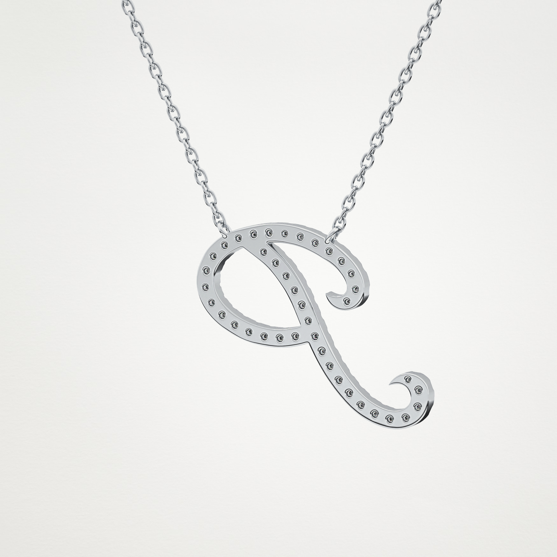 0.138 CT Moissanite P Shaped Necklace in 14K or 18K Solid Gold – DEF Color, VVS Clarity