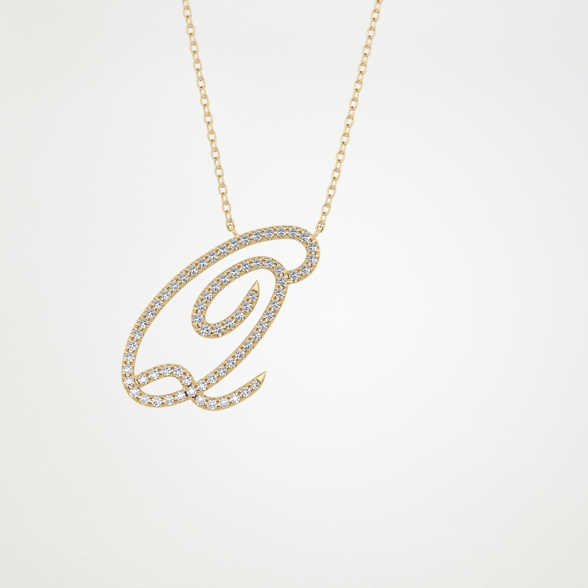 0.187 CT Moissanite Q Shaped Necklace in 14K or 18K Solid Gold – DEF Color, VVS Clarity