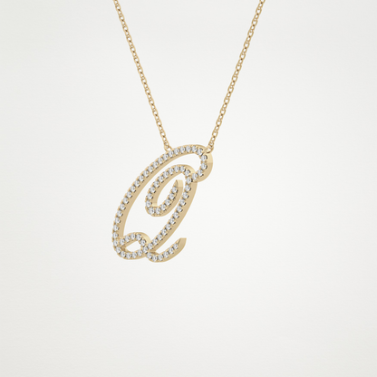 0.187 CT Moissanite Q Shaped Necklace in 14K or 18K Solid Gold – DEF Color, VVS Clarity
