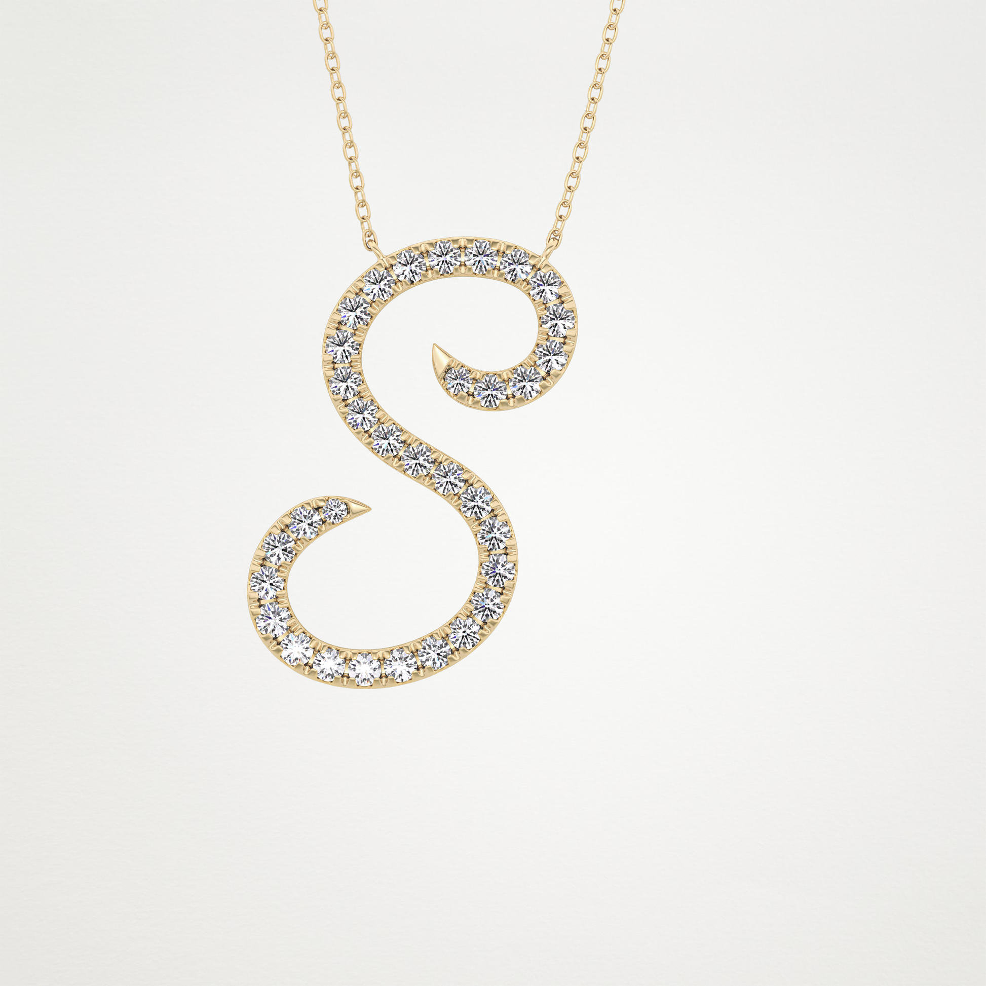 0.585 CT Moissanite S Shaped Necklace in 14K or 18K Solid Gold – DEF Color, VVS Clarity