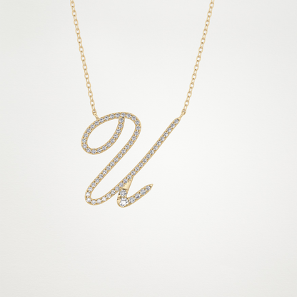 0.157 CT Moissanite U Shaped Necklace in 14K or 18K Solid Gold – DEF Color, VVS Clarity