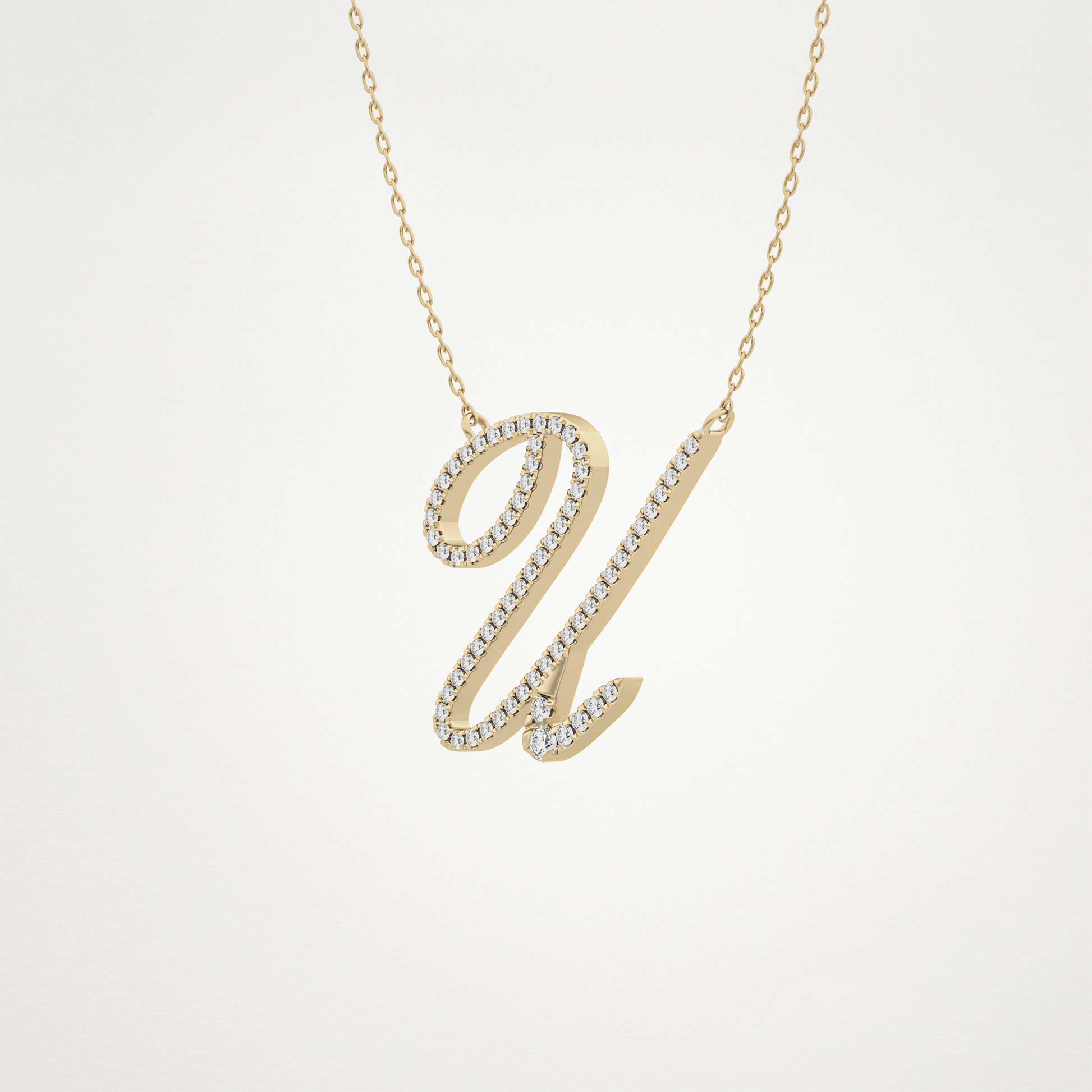 0.157 CT Moissanite U Shaped Necklace in 14K or 18K Solid Gold – DEF Color, VVS Clarity