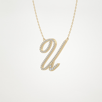 0.157 CT Moissanite U Shaped Necklace in 14K or 18K Solid Gold – DEF Color, VVS Clarity