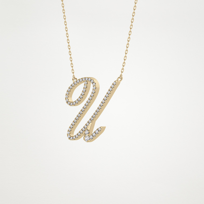 0.157 CT Moissanite U Shaped Necklace in 14K or 18K Solid Gold – DEF Color, VVS Clarity