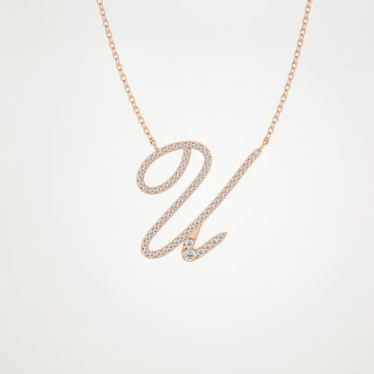 0.157 CT Moissanite U Shaped Necklace in 14K or 18K Solid Gold – DEF Color, VVS Clarity