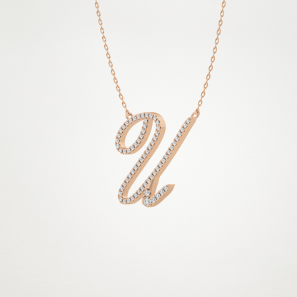 0.157 CT Moissanite U Shaped Necklace in 14K or 18K Solid Gold – DEF Color, VVS Clarity