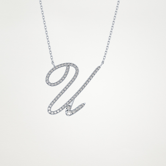 0.157 CT Moissanite U Shaped Necklace in 14K or 18K Solid Gold – DEF Color, VVS Clarity