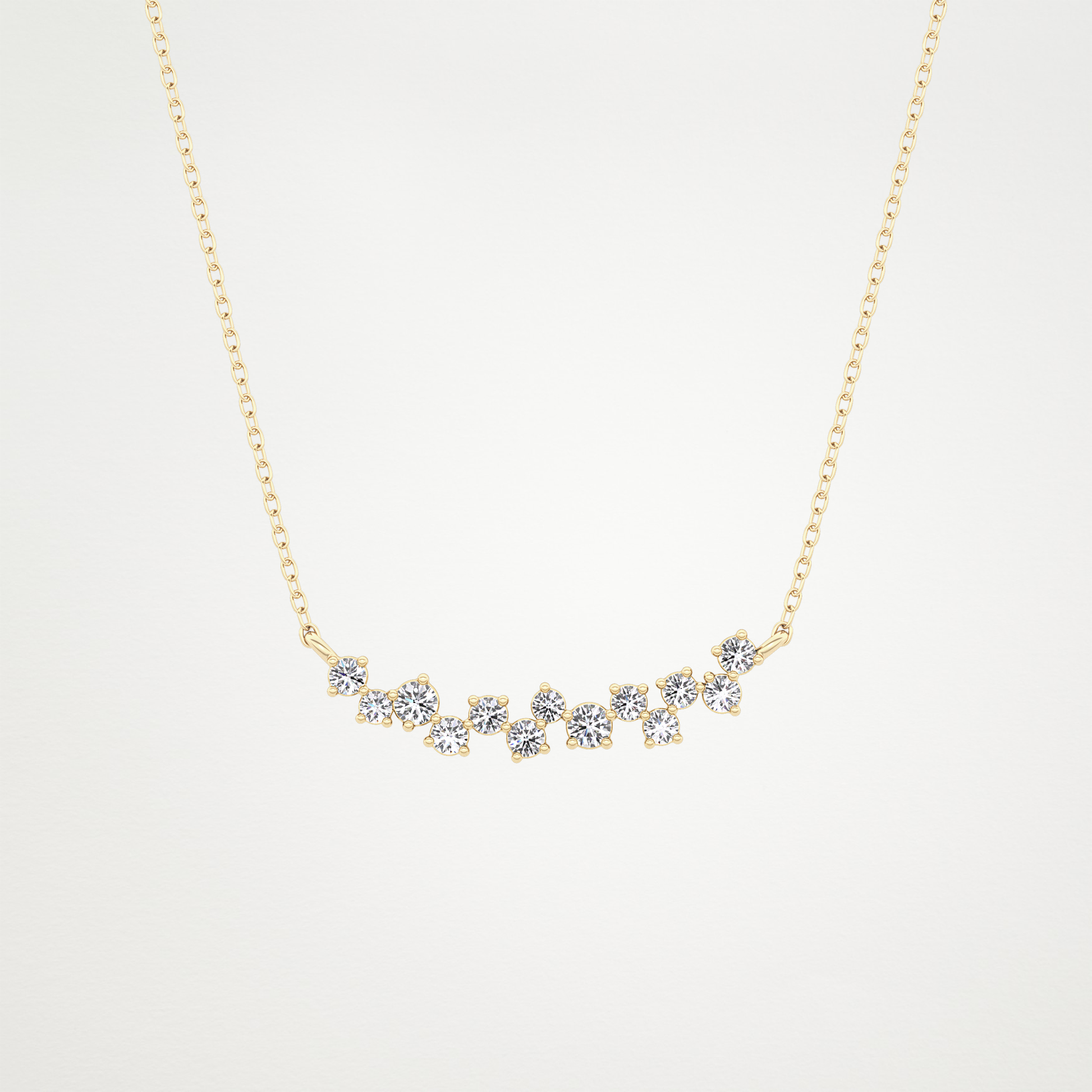 0.241 CT Moissanite Cluster Necklace in 14K or 18K Solid Gold – DEF Color, VVS Clarity