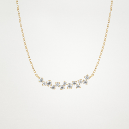 0.241 CT Moissanite Cluster Necklace in 14K or 18K Solid Gold – DEF Color, VVS Clarity