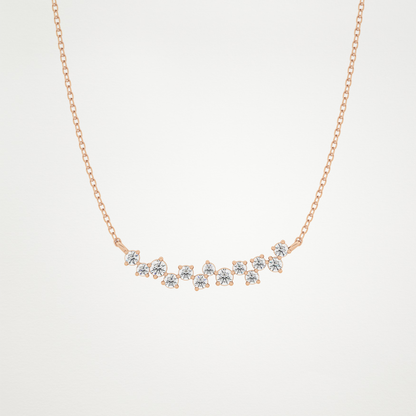 0.241 CT Moissanite Cluster Necklace in 14K or 18K Solid Gold – DEF Color, VVS Clarity