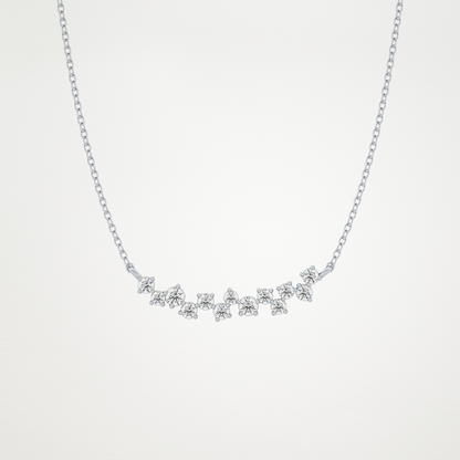 0.241 CT Moissanite Cluster Necklace in 14K or 18K Solid Gold – DEF Color, VVS Clarity