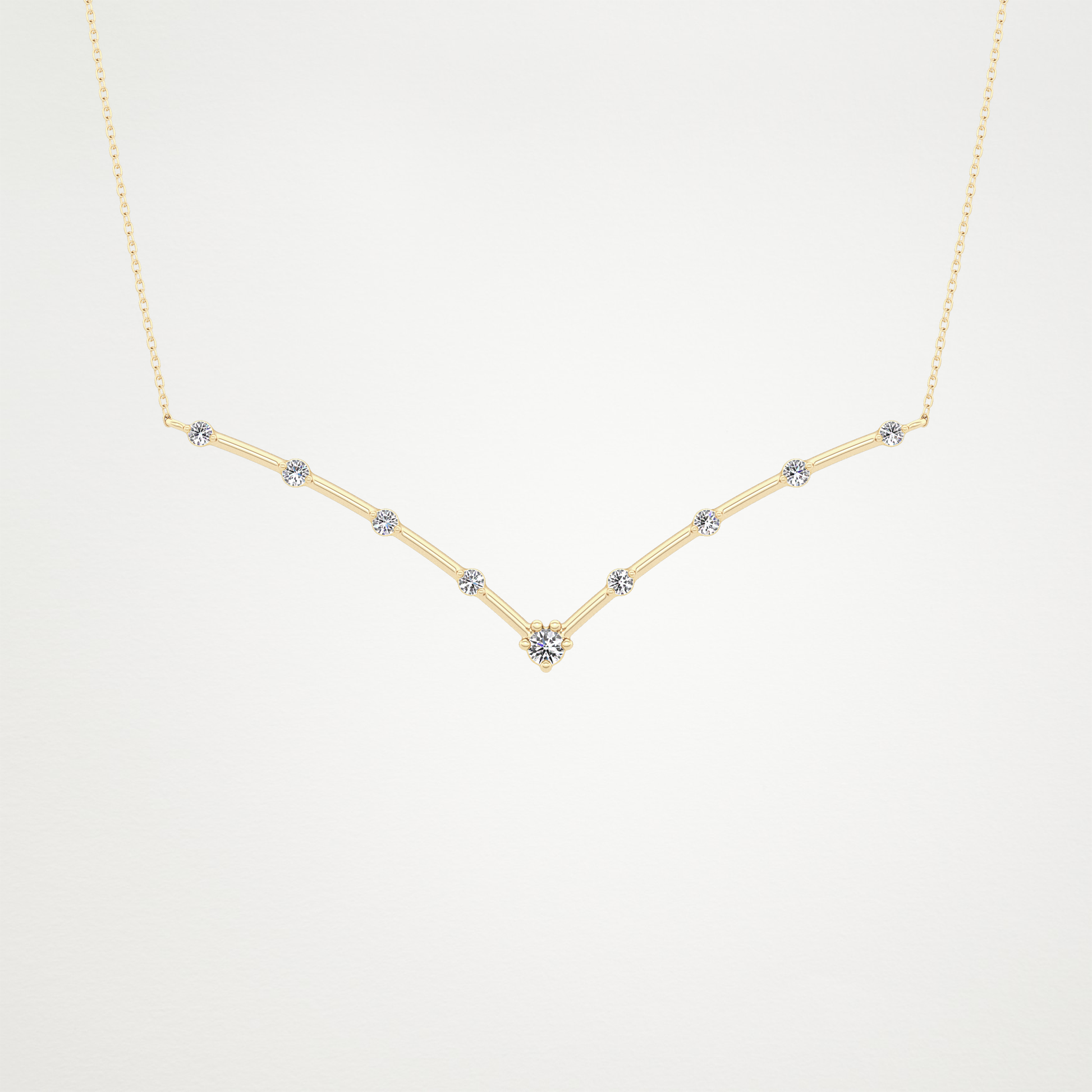 0.33 CT Moissanite V Shaped Necklace in 14K or 18K Solid Gold – DEF Color, VVS Clarity