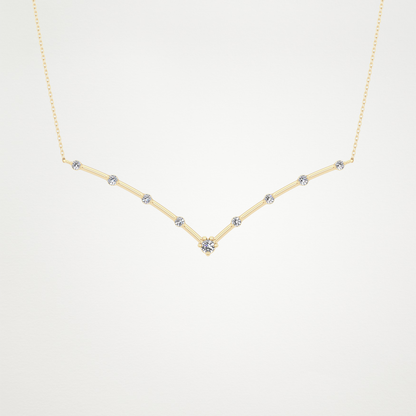 0.33 CT Moissanite V Shaped Necklace in 14K or 18K Solid Gold – DEF Color, VVS Clarity