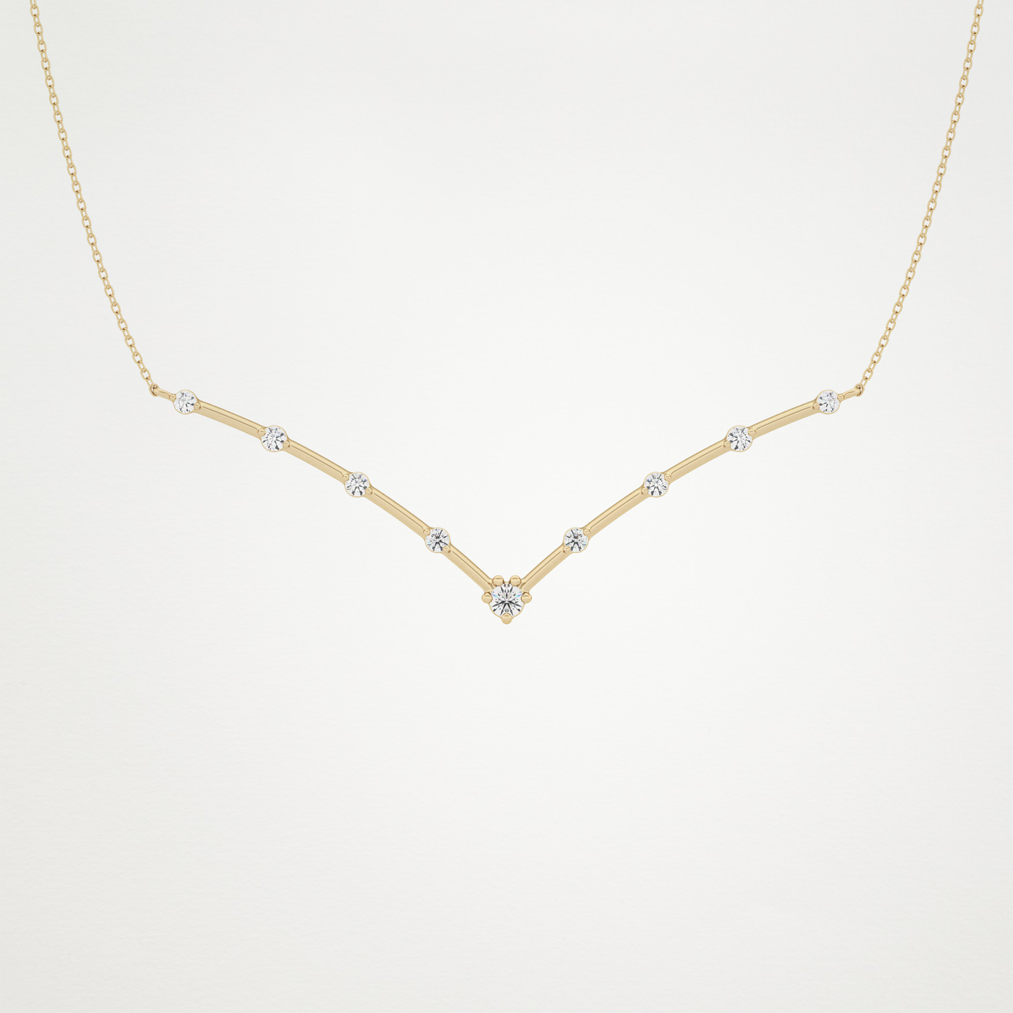 0.33 CT Moissanite V Shaped Necklace in 14K or 18K Solid Gold – DEF Color, VVS Clarity