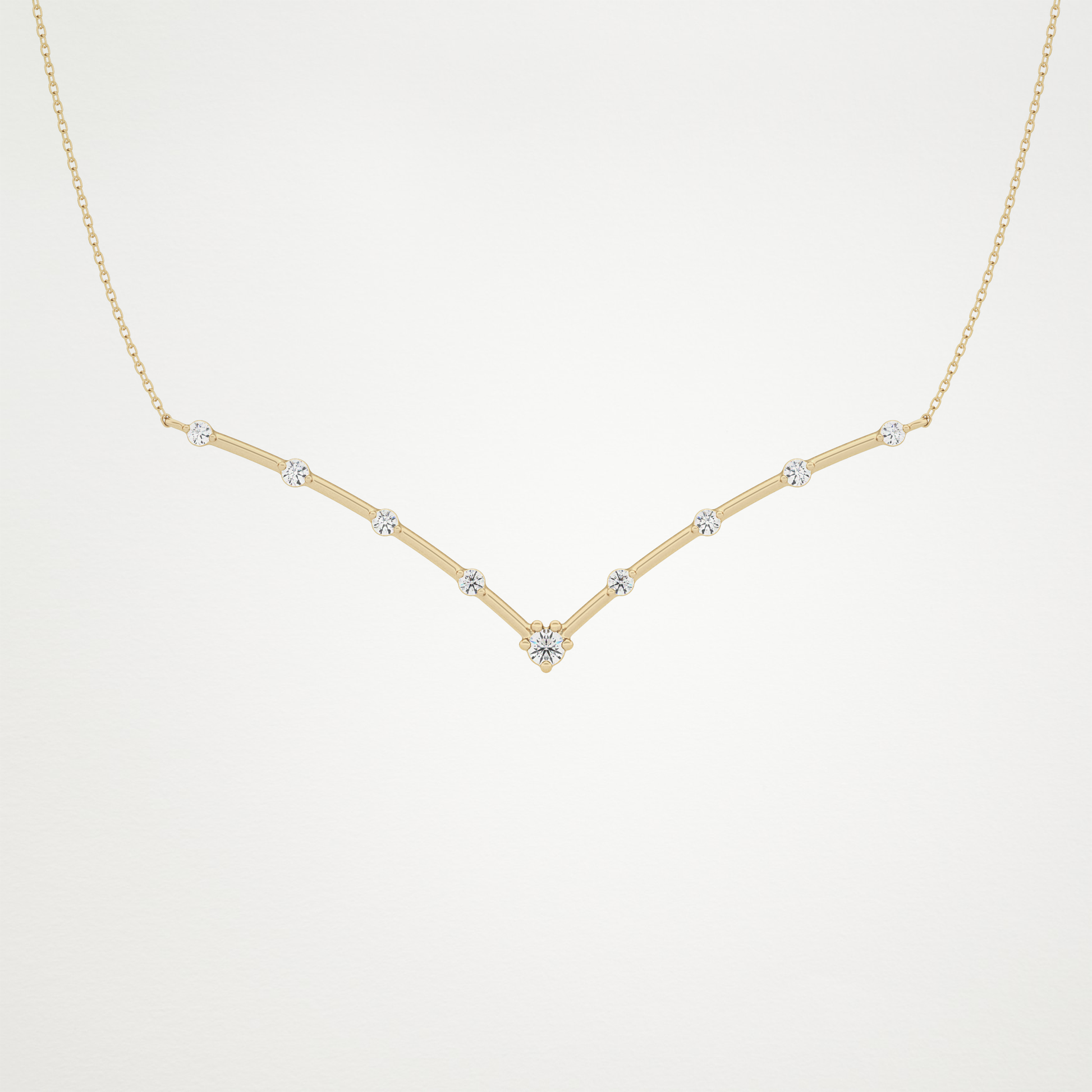 0.33 CT Moissanite V Shaped Necklace in 14K or 18K Solid Gold – DEF Color, VVS Clarity