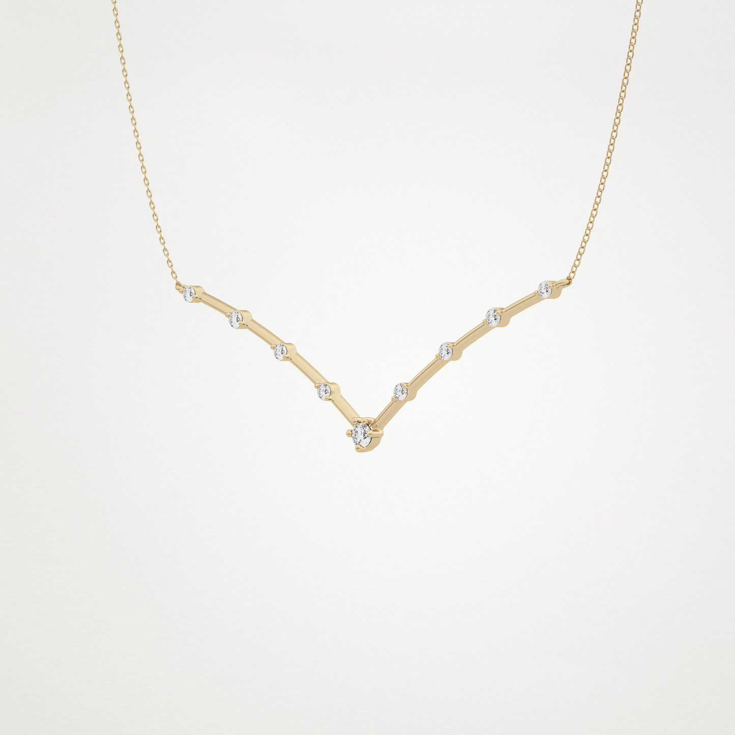 0.33 CT Moissanite V Shaped Necklace in 14K or 18K Solid Gold – DEF Color, VVS Clarity