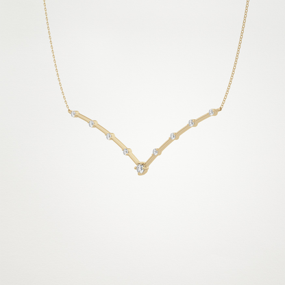 0.33 CT Moissanite V Shaped Necklace in 14K or 18K Solid Gold – DEF Color, VVS Clarity