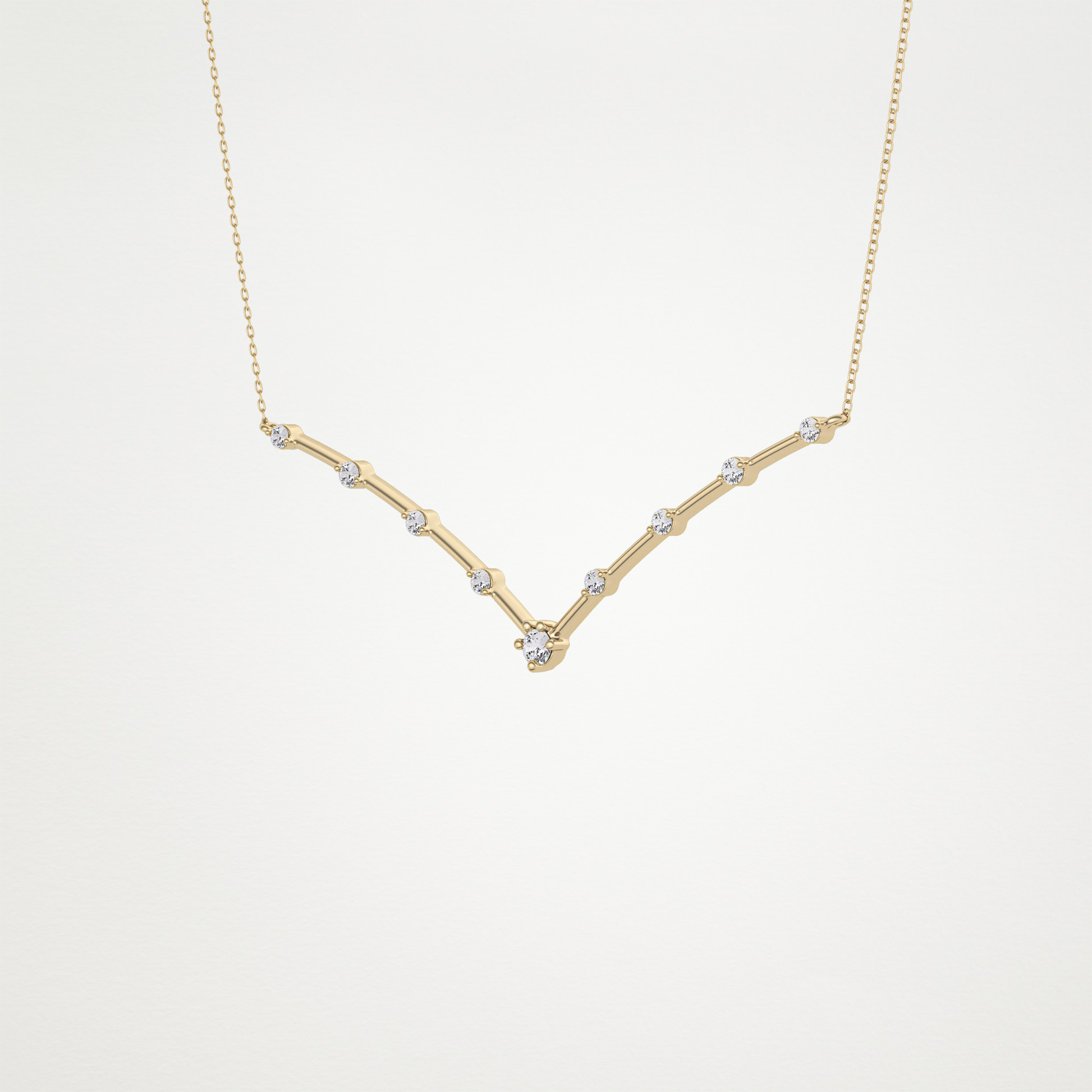 0.33 CT Moissanite V Shaped Necklace in 14K or 18K Solid Gold – DEF Color, VVS Clarity